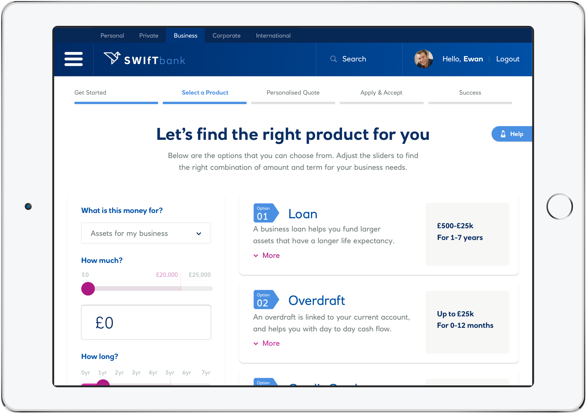 Swiftbank final result ipad prototype lending calculator